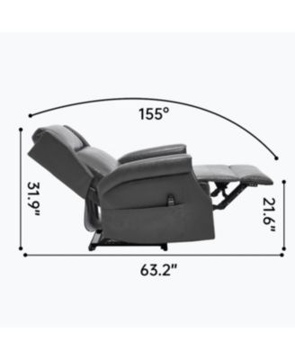 Grey Faux Leather Manual Recliner Chair with 8 Massage Nodes