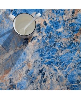 Streamdale The oval natural marble coffee table side table in the living room, blue