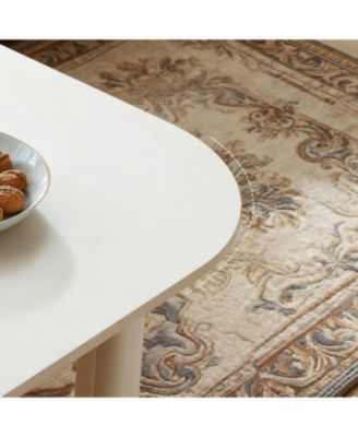 Streamdale Modern L-Shape Coffee Table, Multi-layer Green Paint, White