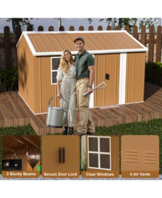 Streamdale 12x8 FT Heavy-Duty Metal Storage Shed with Windows &amp; Lockable Door