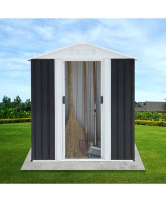 5x3 ft Grey Sliding Door Garden Shed for Outdoors Storage Apex Roof Design