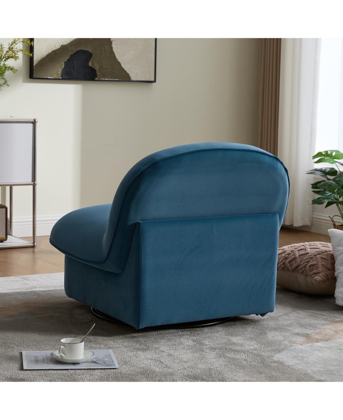 Streamdale Furniture Velvet Swivel Chair with 360-degree Metal Base