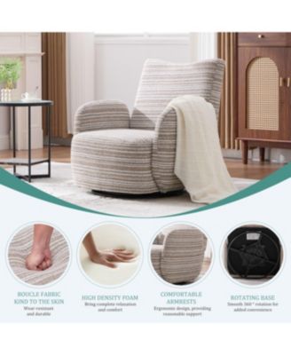 Streamdale Modern 360 Swivel Leisure Chair with Striped Armrest