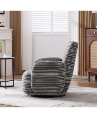 Streamdale Modern Swivel Leisure Chair with Striped Armrest