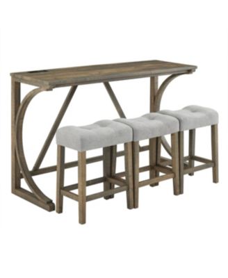 Streamdale Bar Table Set with Power Outlet, 4 Piece Industrial Dining Set