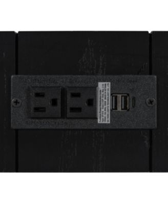 Streamdale Rustic Minimalist Console Table with Hidden Drawer & Power Outlet (Black)