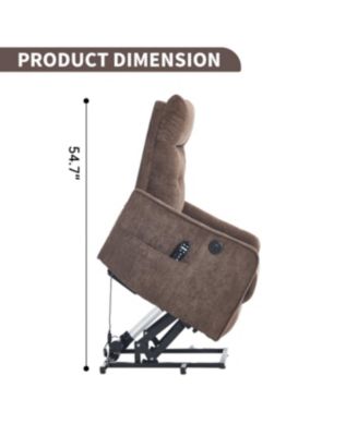 Brown Chenille Power Lift Recliner Chair with Massage & Heat for Elderly