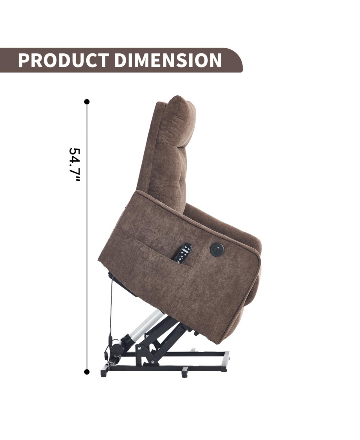 Streamdale Furniture Chenille Power Lift Recliner Chair with Massage & Heat for Elderly