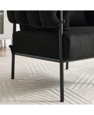 Modern Teddy Fleece Chair with Gold Legs, Black