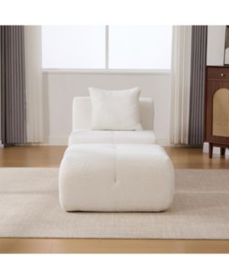 31" Modular Cloud Armless Chair with Ottoman Set, Ivory