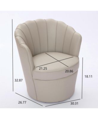 Cream Petal Swivel Chair - 360 Spin, Genuine Leather Wing-Back Desk Chair
