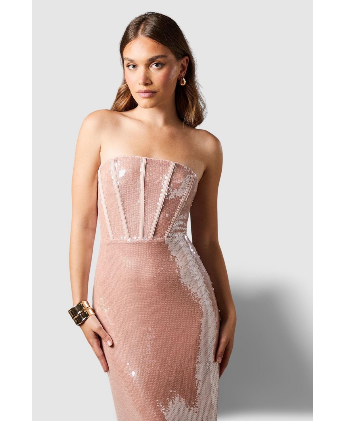 Coast Women's Bandeau Corset Sequin Midi Dress