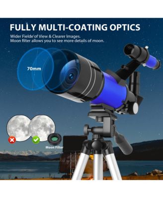 Telescope 70mm Aperture 300mm AZ Mount Telescope with Stand and Phone Adapter for Kids, Adults and Beginners