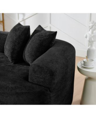 Streamdale Modern Cloud 4-Seater Curved Sectional Sofa, Minimalist Black Chenille Couch