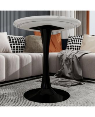 Streamdale 27.6" Black Mid-Century Modern Dining Table with White Marble Top