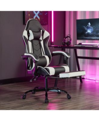 Streamdale Gaming Chair with Footrest, Ergonomic Computer Chair, Black White
