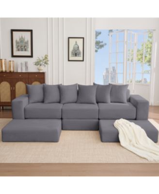 10-in-1 Convertible Sofa Sectional, Corduroy L-Shaped Modular Couch