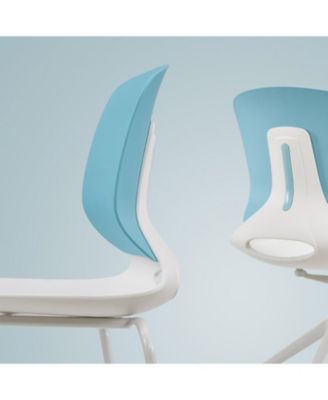 Streamdale Modern Stacking Chairs Set of 4, White/Blue, Polypropylene Seat, Fiberglass Back
