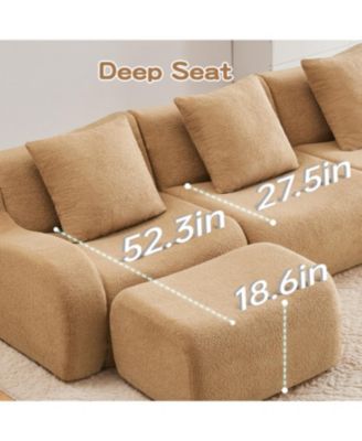 Three-Seat Teddy Fabric Sofa, Camel