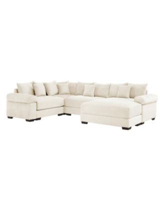 Streamdale Oversized Cloud Modular Sectional Couch with Ottoman, Cream