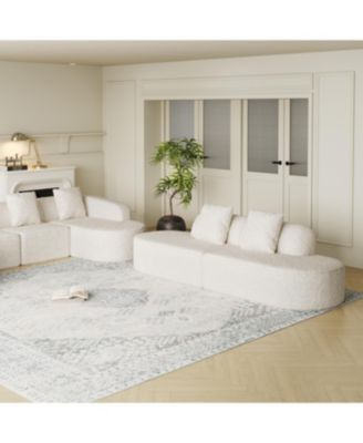 Streamdale L-shaped curved modular sofa, modern lychee-textured polyester fabric, curved backrest