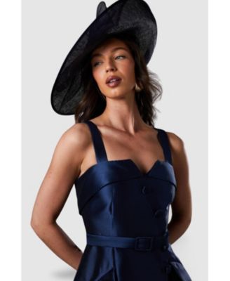 Women's Tan Twill Belted Volume Midi Dress