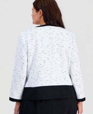 Plus Size Colorblocked Open-Front Cardigan