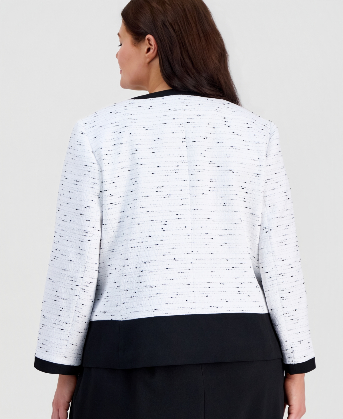 Kasper Plus Colorblocked Open-Front Cardigan