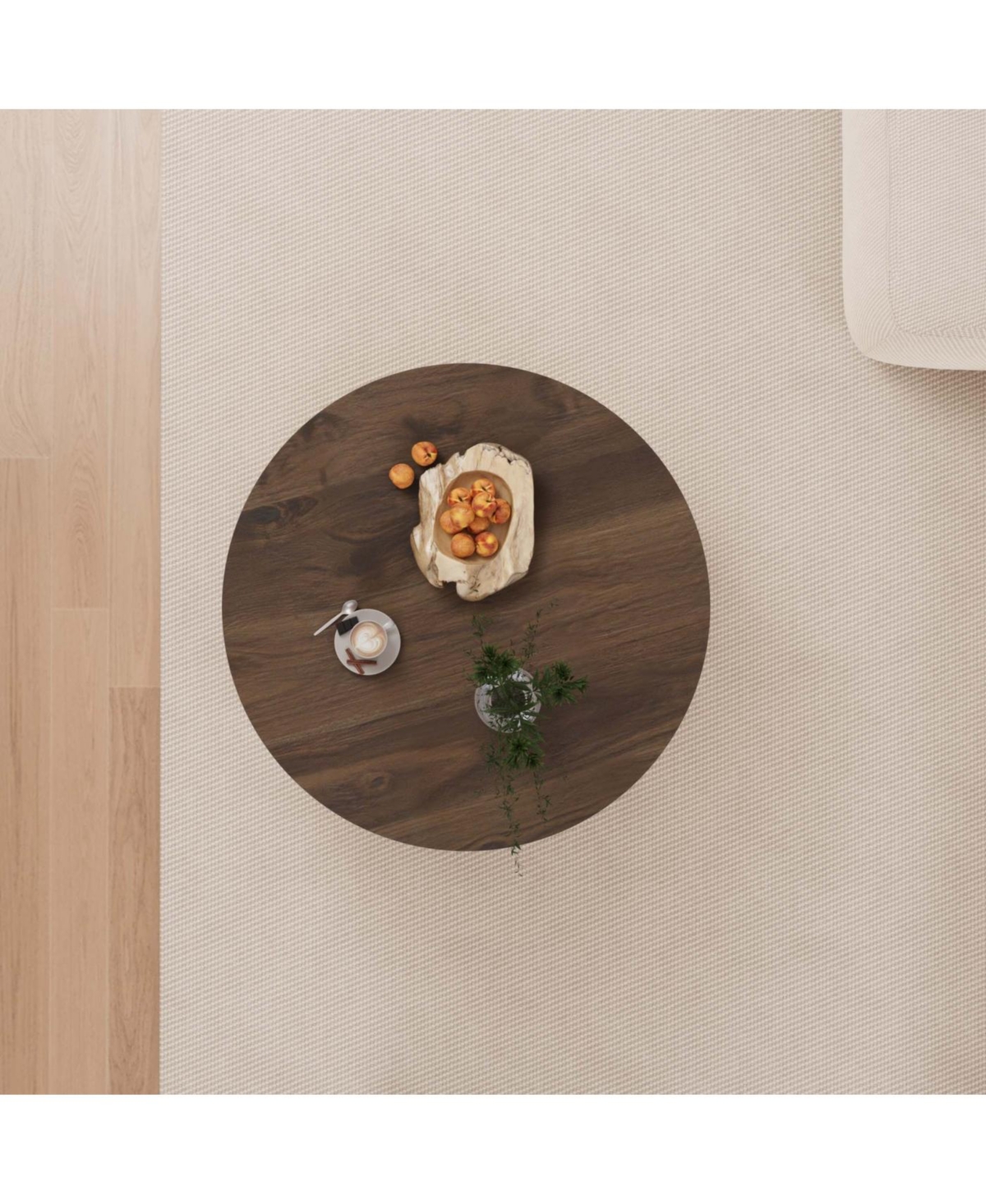 Streamdale Furniture Mdf Modern Round Coffee Table & 2 Pu Dining Chairs Set