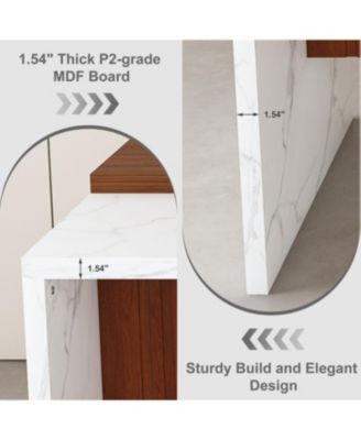 Black Marble Kitchen Island with LED Lighting & Grille Details