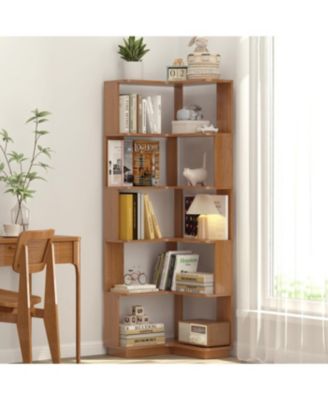 Streamdale 6 Tier L-Shaped Corner Bookshelf - Dark Oak