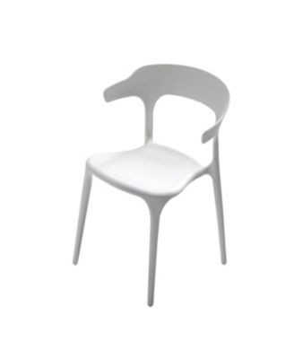 Stackable White Plastic Dining Chairs - Set of 4