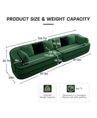 Streamdale Green 4-Seat Teddy Fabric Sofa with High Density Sponge - No Assembly Required