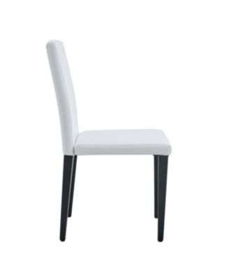 Set of 2 White PU Dining Chairs with Black Metal Legs