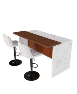 Black Marble Kitchen Island with LED Lighting & Grille Details