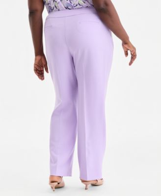 Plus Size Stretch Crepe Fly-Front Trousers