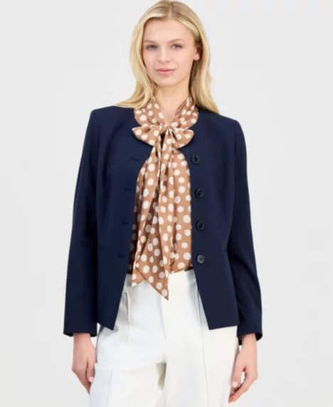 Petite Collarless Blazer - New Navy