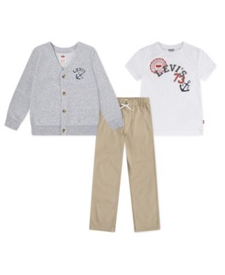 Boys' 4-7 Long-Sleeve Cardigan, T-Shirt and Pants, 3-Piece Set