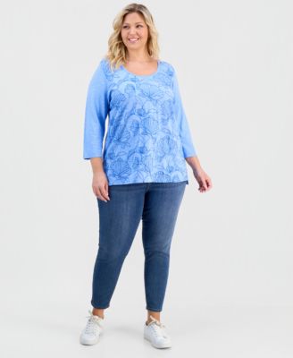 Plus Size Embroidered Scoop-Neck Top