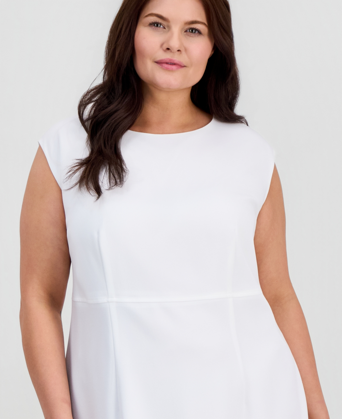 Kasper Plus Stretch-Crepe Cap-Sleeve Sheath Dress