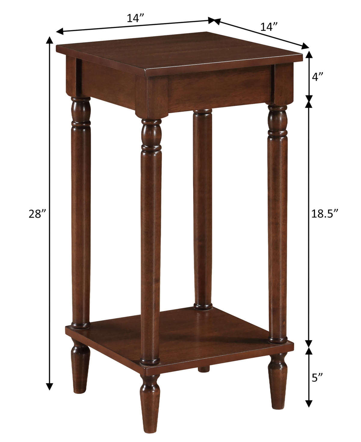 Convenience Concepts 14" French Rubberwood Traditional End Table In Brown