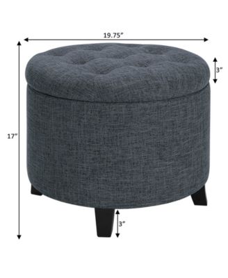 17" Plywood Round Storage Ottoman