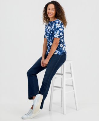 Petite Boat-Neck Elbow-Sleeve Top, Macy's Exclusive