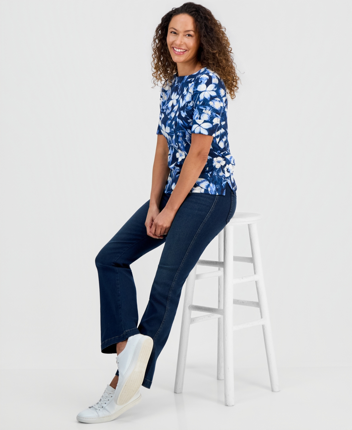 Style & Co Petite Boat-Neck Elbow-Sleeve Top, Macy's Exclusive