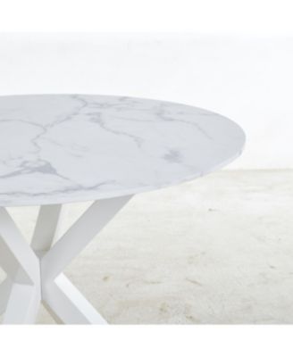 42.1" White Mid-century Dining Table with Round MDF Top