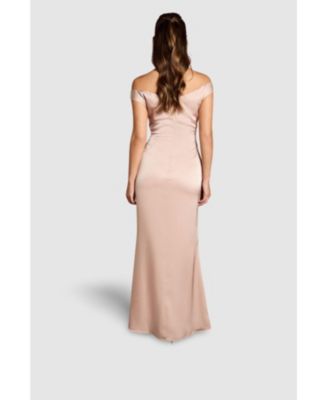 Women's Satin Bardot Maxi Dress