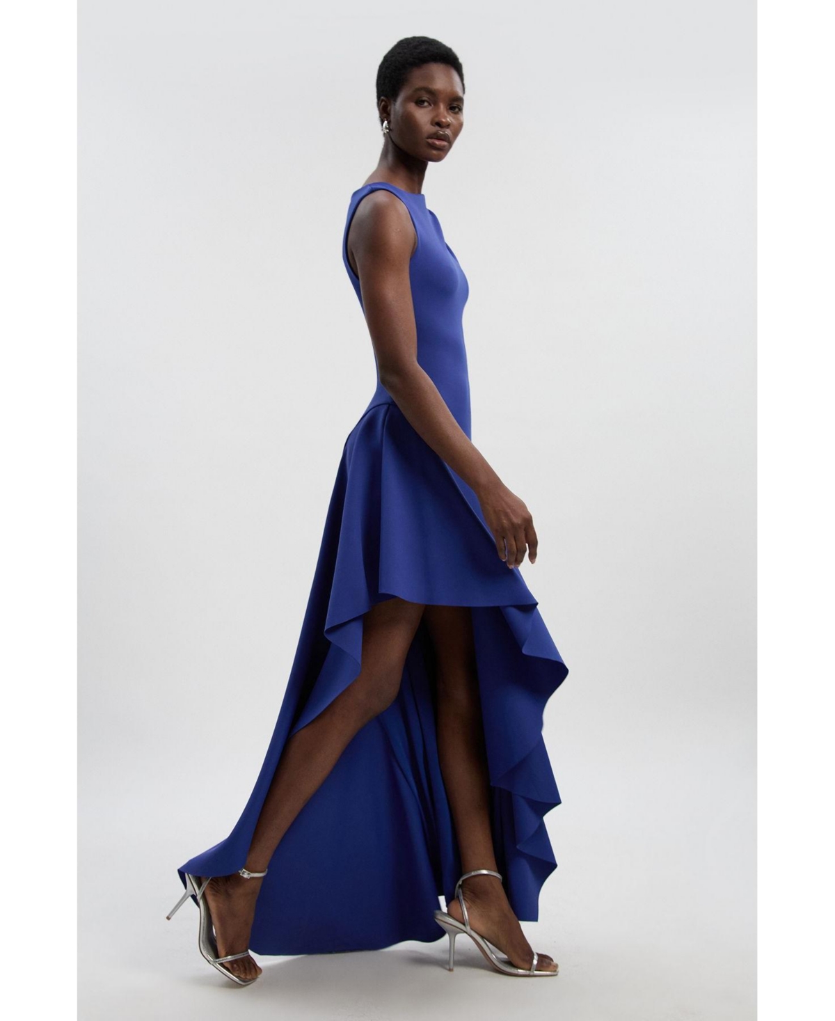 Karen Millen Women's Scuba Ruffle Hem Maxi Dress