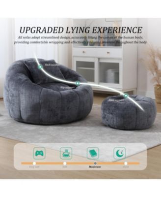 Modern Bean Bag Chair with Ottoman for Adults