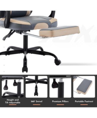 Gaming Chair with Footrest and Massage Lumbar Support