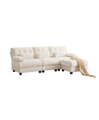 93" 3+1 Seater Sofa w/ Ottoman, Adjustable Backrest